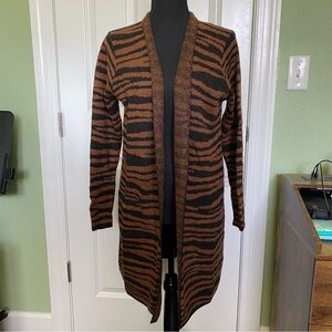 Fortune+Ivy Brown and Black Tiger Striped Women's Cardigan NWOT